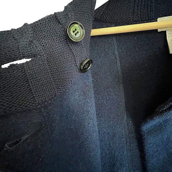 Soft Surroundings Wool Angora Wrap XS Navy Knit Poncho Buttons - Picture 8 of 11